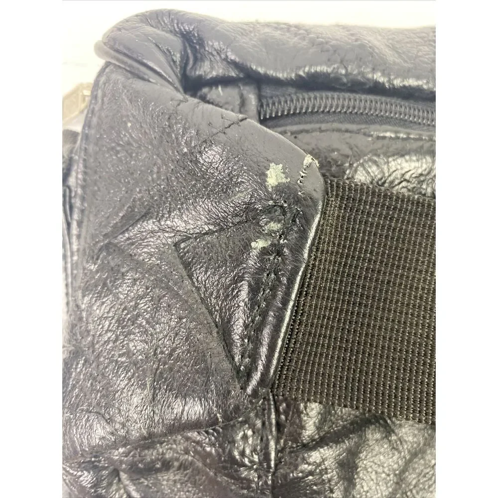 Vintage 90's Fanny Pack Waist Bag Black Faux Leather Unisex‎ Zippers ISAKA